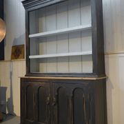 Buffet deux corps patine noire intérieur blanc 1950's