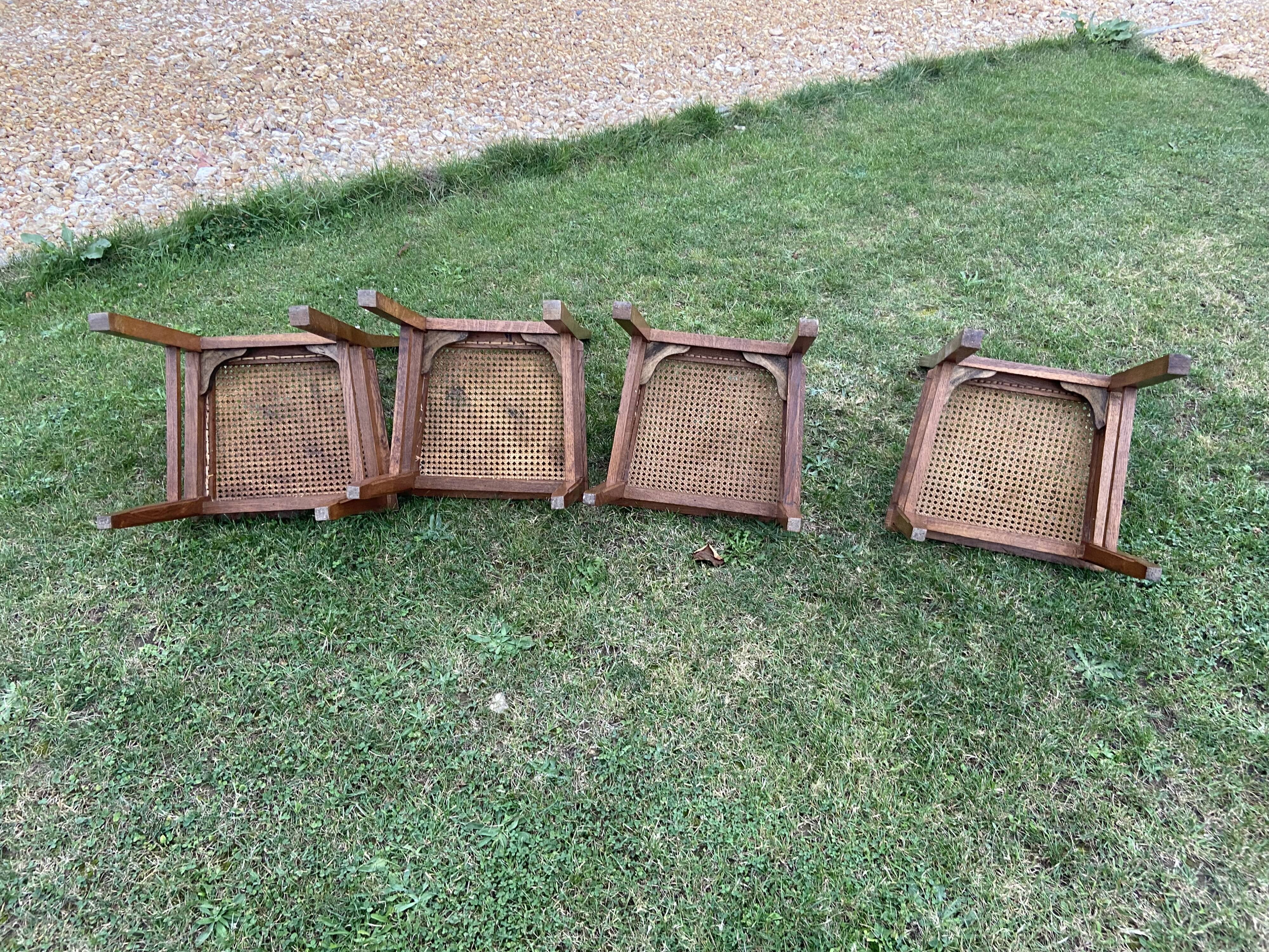 Set of 4 old cane chairs