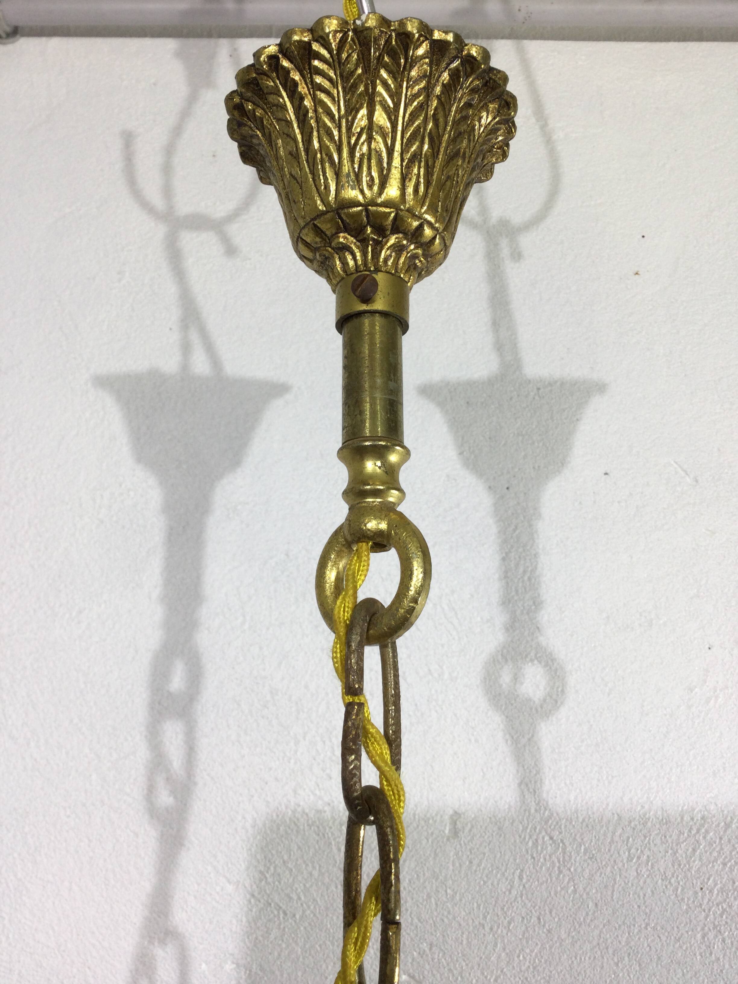 5 light bronze and crystal chandelier