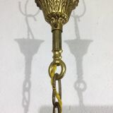 Lustre 5 lumières bronze et cristal