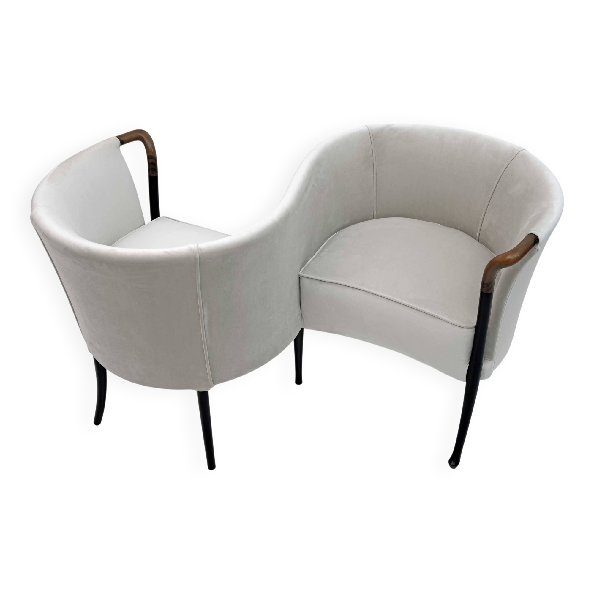 Rare Giorgetti Italian Velvet Conversation Sofa "Progetti", 1980s