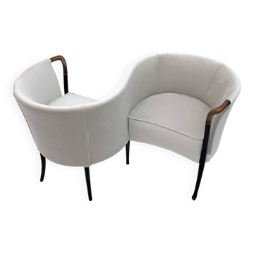 Canapé de conversation italien en velours Giorgetti "Progetti", années 1980
