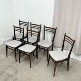 Set of 6 wooden and gray fabric chairs