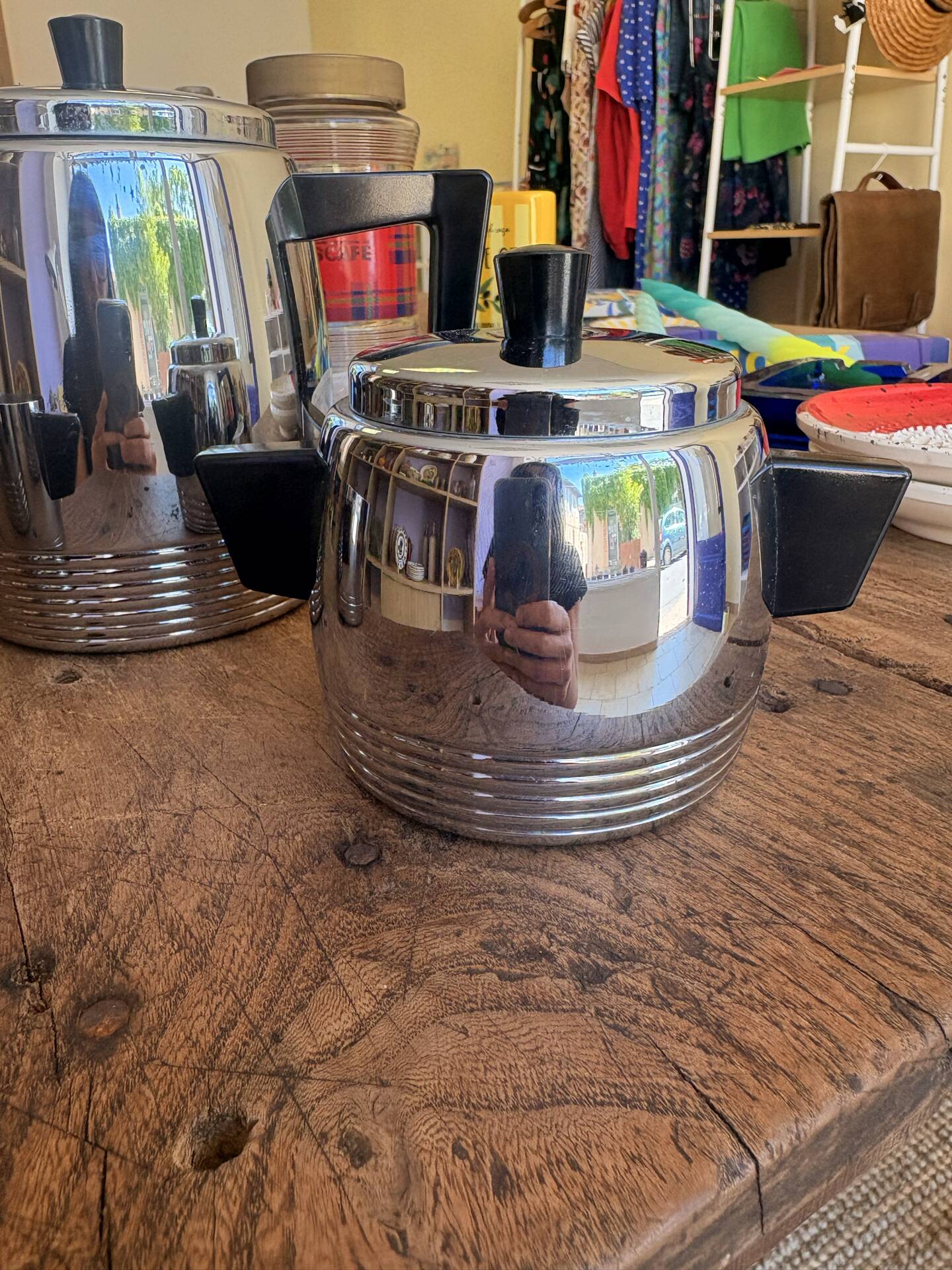 ☕ Vintage Art Deco tea set – Saint Louis in pure copper and