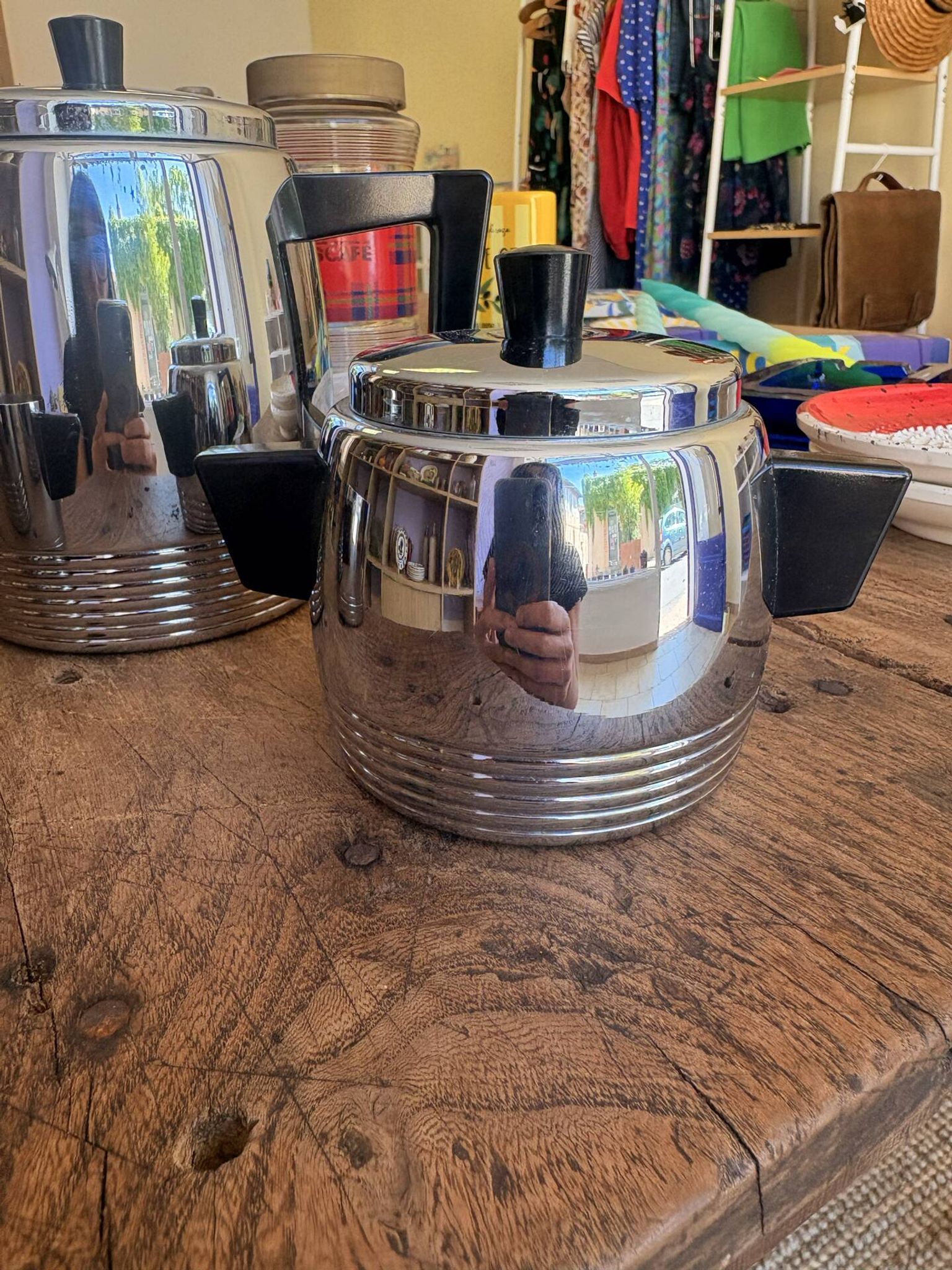 ☕ Vintage Art Deco tea set – Saint Louis in pure copper and