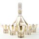 Mid-century modern liqueur set, clear gilded glass, Kamenický Šenov, Czechoslovakia, 1950s