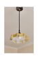 Electrified suspension with a frosted opaque glass disc shade.