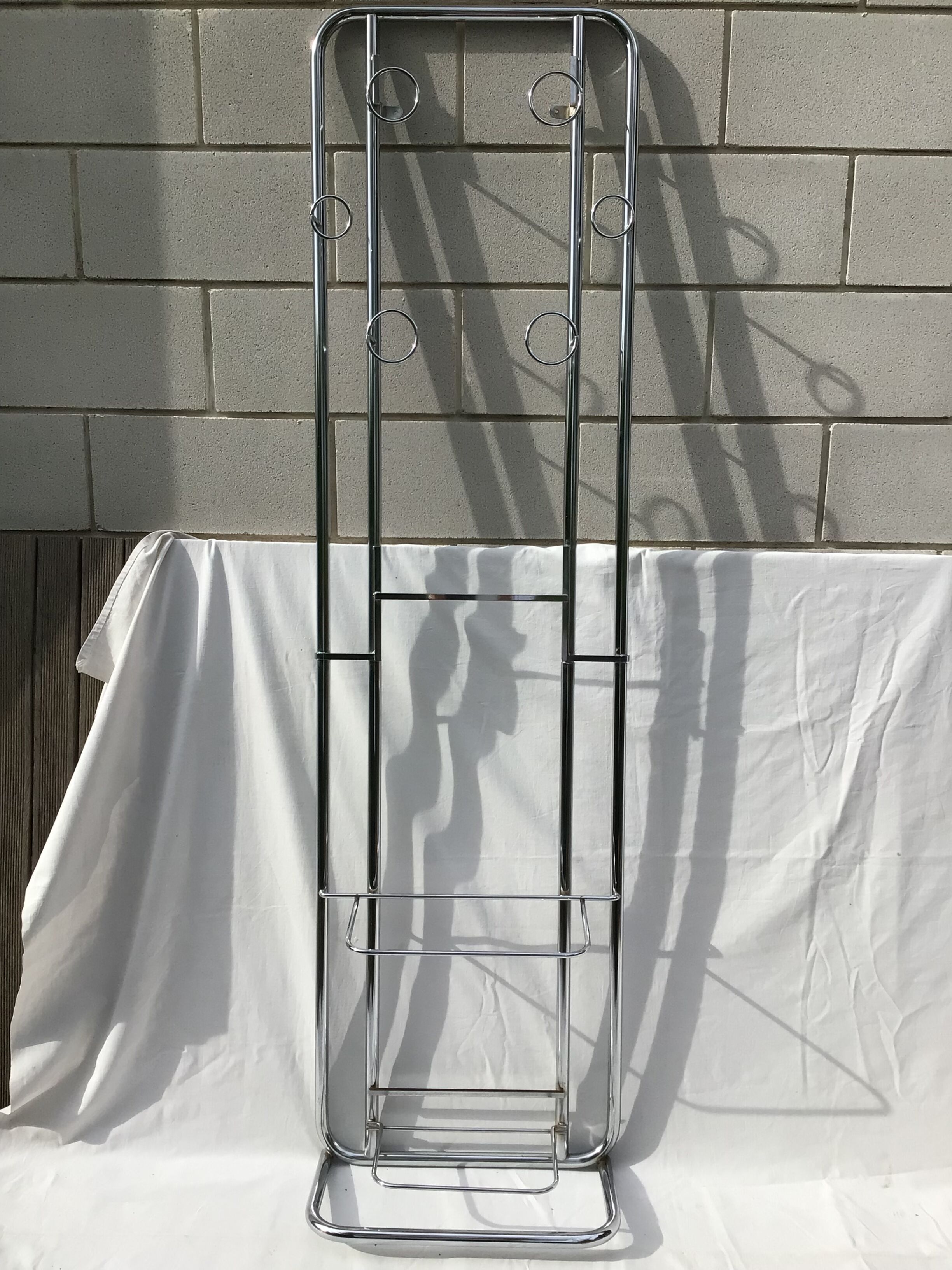 Chrome tubular cloakroom coat rack