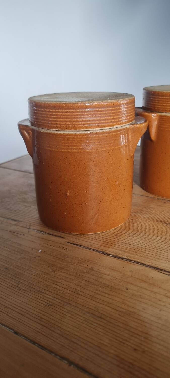 Pair of stoneware grease pots