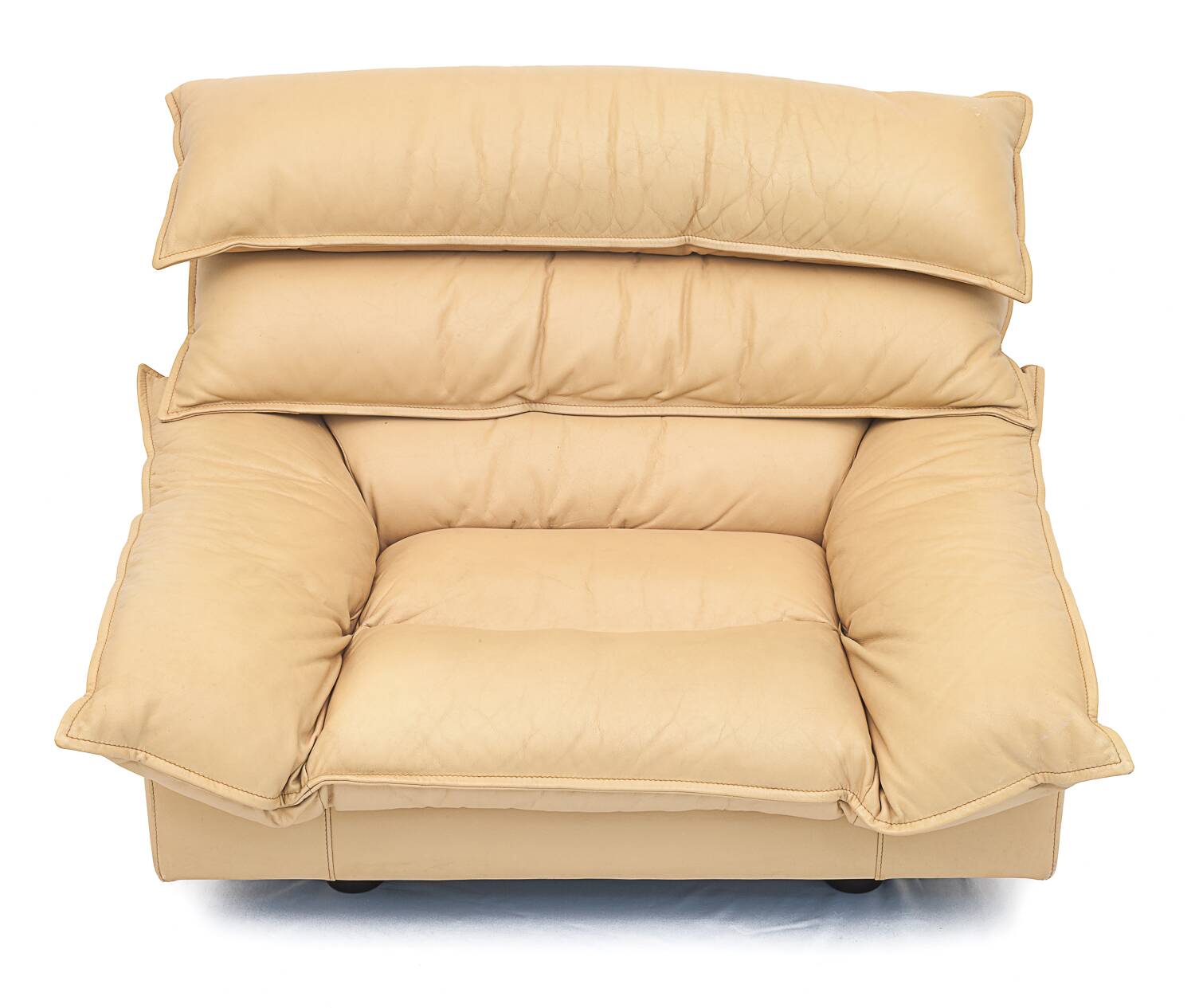 Duo of leather armchairs by Bernard Massot, 1970