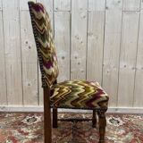 4 chaises de style Louis XIII en bois tournés et velours