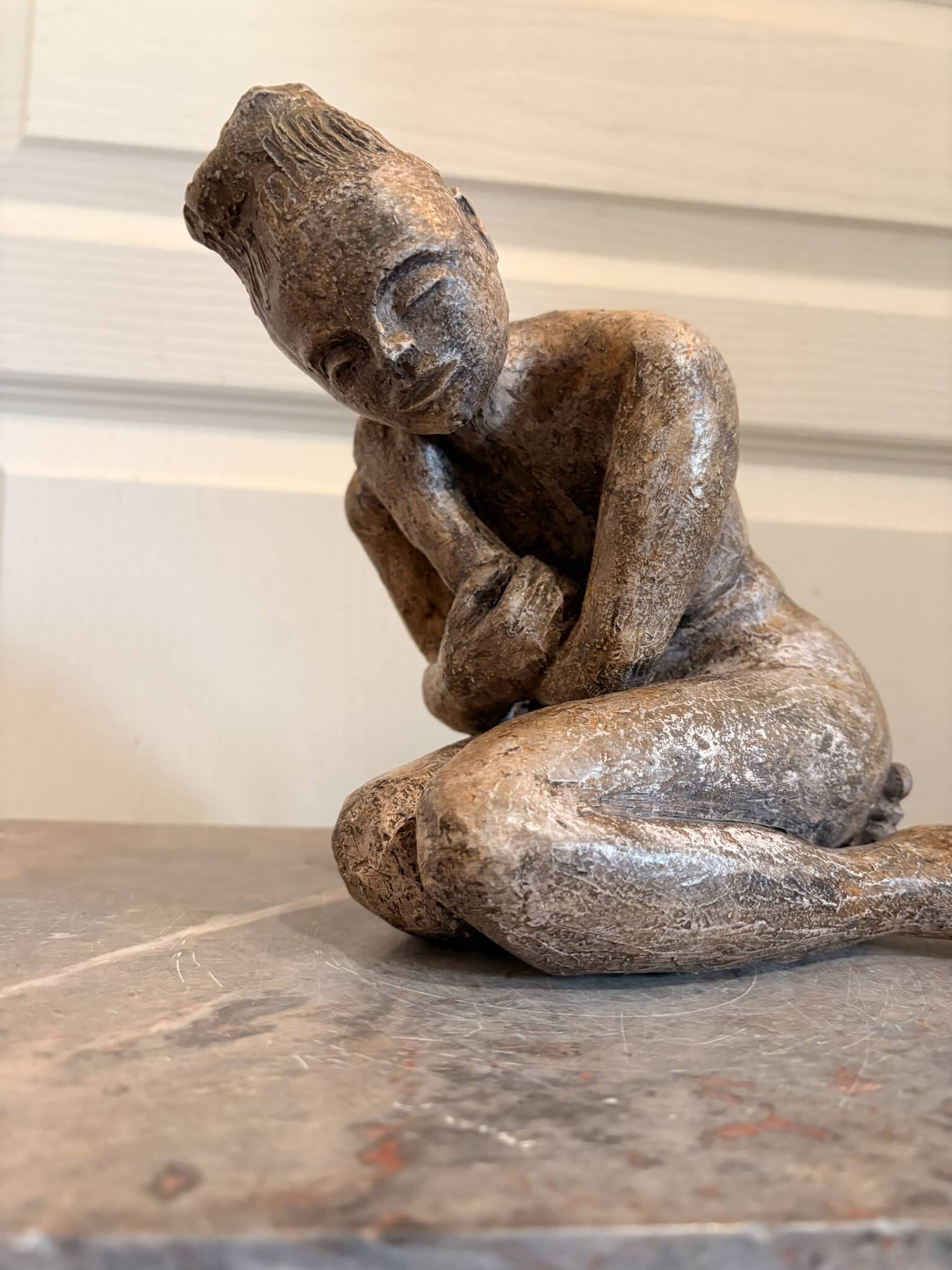 Sculpture Statue Terre Cuite Poterie Nu Féminin abstrait Femme Art Africain