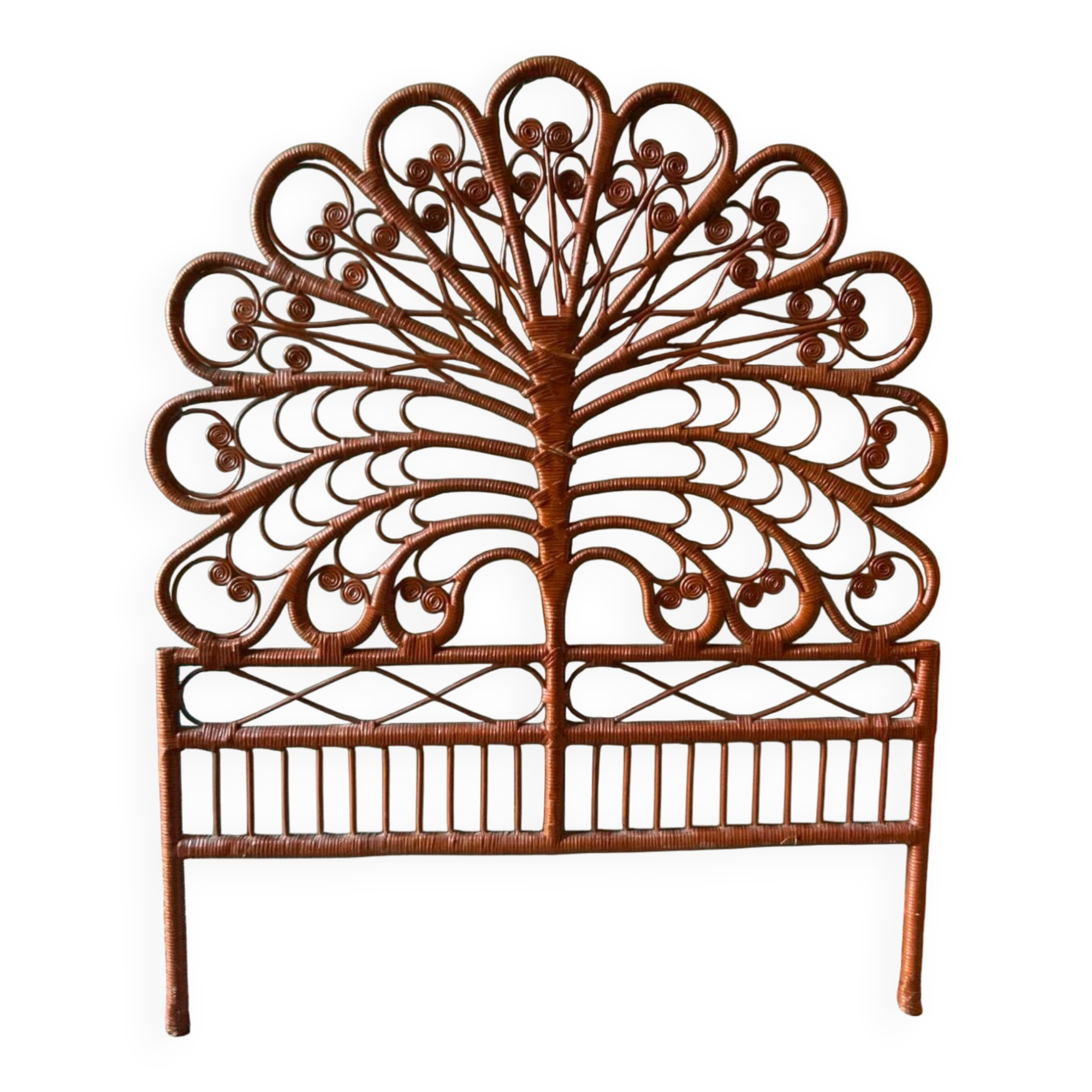 Peacock rattan headboard