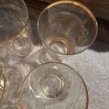9 art-deco glasses in engraved crystal with gold trim
