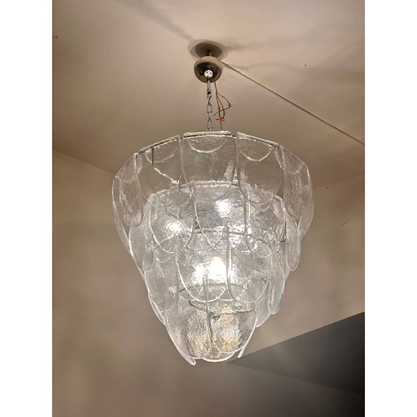 Contemporary Modern Clear "Petals"  Glass Chandelier