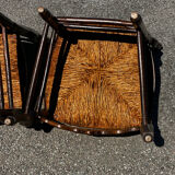 Set of 4 Louis XV straw chairs – solid wood – curved backrest