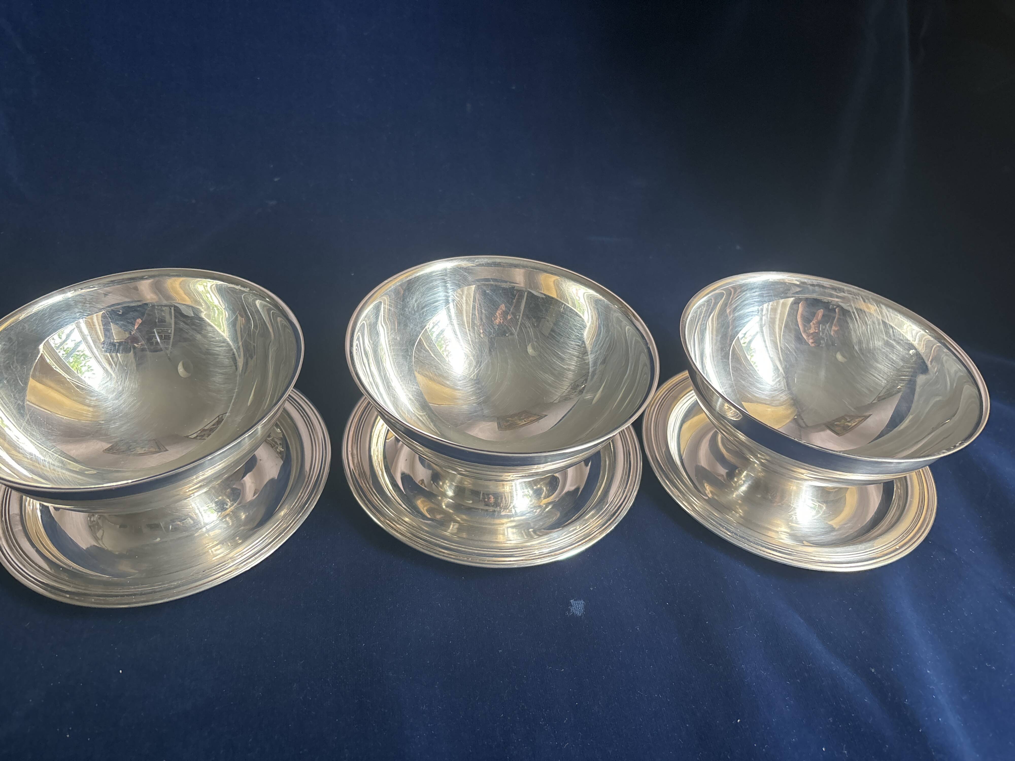 Set of 3 large Christofle silver-plated bowls