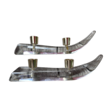 Paire de bougeoirs cristal Schneider en forme de pirogue