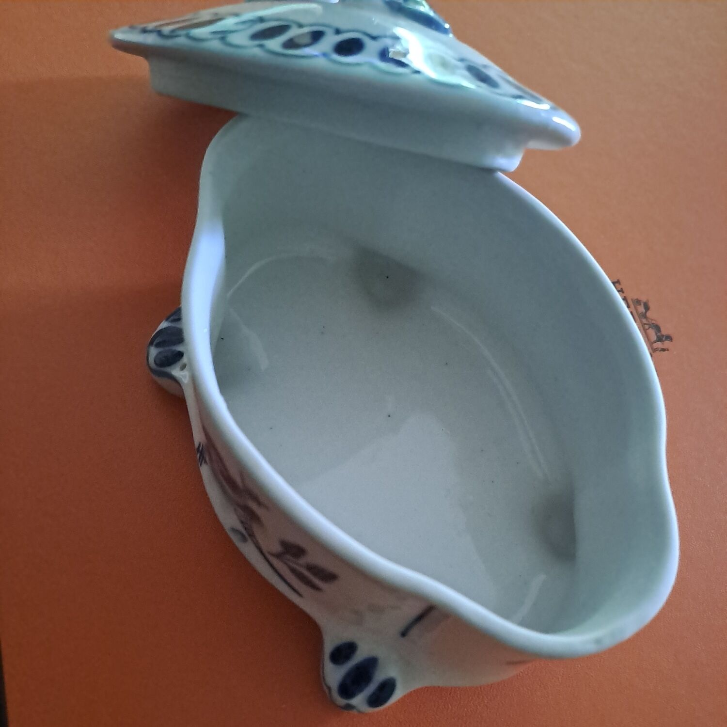 Vintage Gzhel porcelain sugar bowl