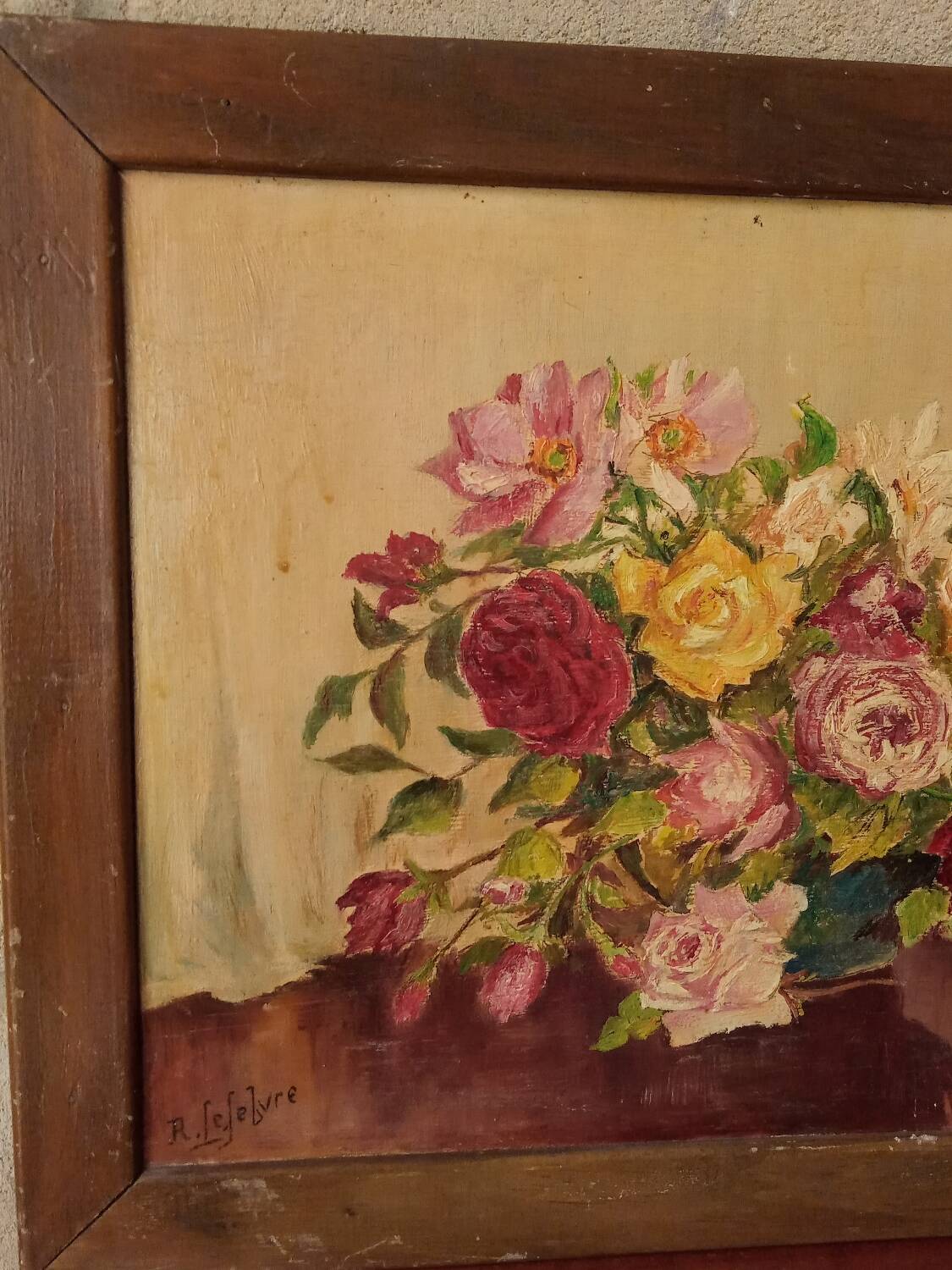 Old painting bouquet of flowers