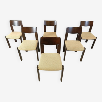 Vintage brutalist dining chairs, set of 6 - 1960s