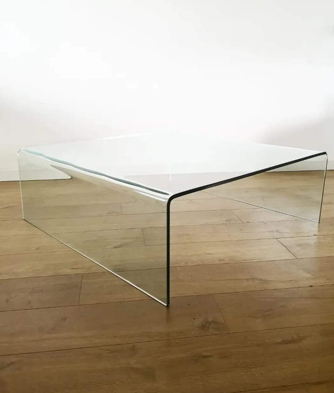 Square molded glass coffee table