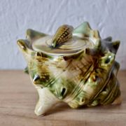 Service à thé vintage en céramique vernissée - forme de conques ou coquillages
