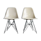 Pair of vintage Charles Eames eggshell and fiberglass chairs