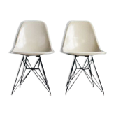 Pair of vintage Charles Eames eggshell and fiberglass chairs