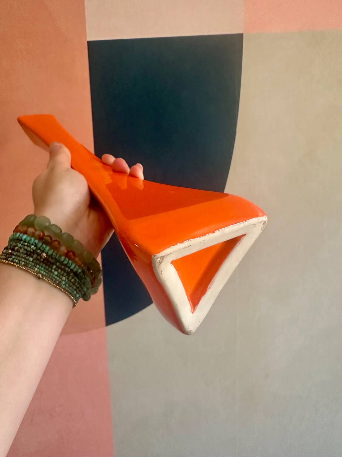Vintage 70s orange pop vase
