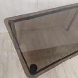 Dining table desk chrome steel and smoked glass
