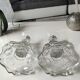 Pair of Bougeoirs Torches/Moulded glass, floral/godronnée shape. Glassworks of Portieux. 50s.