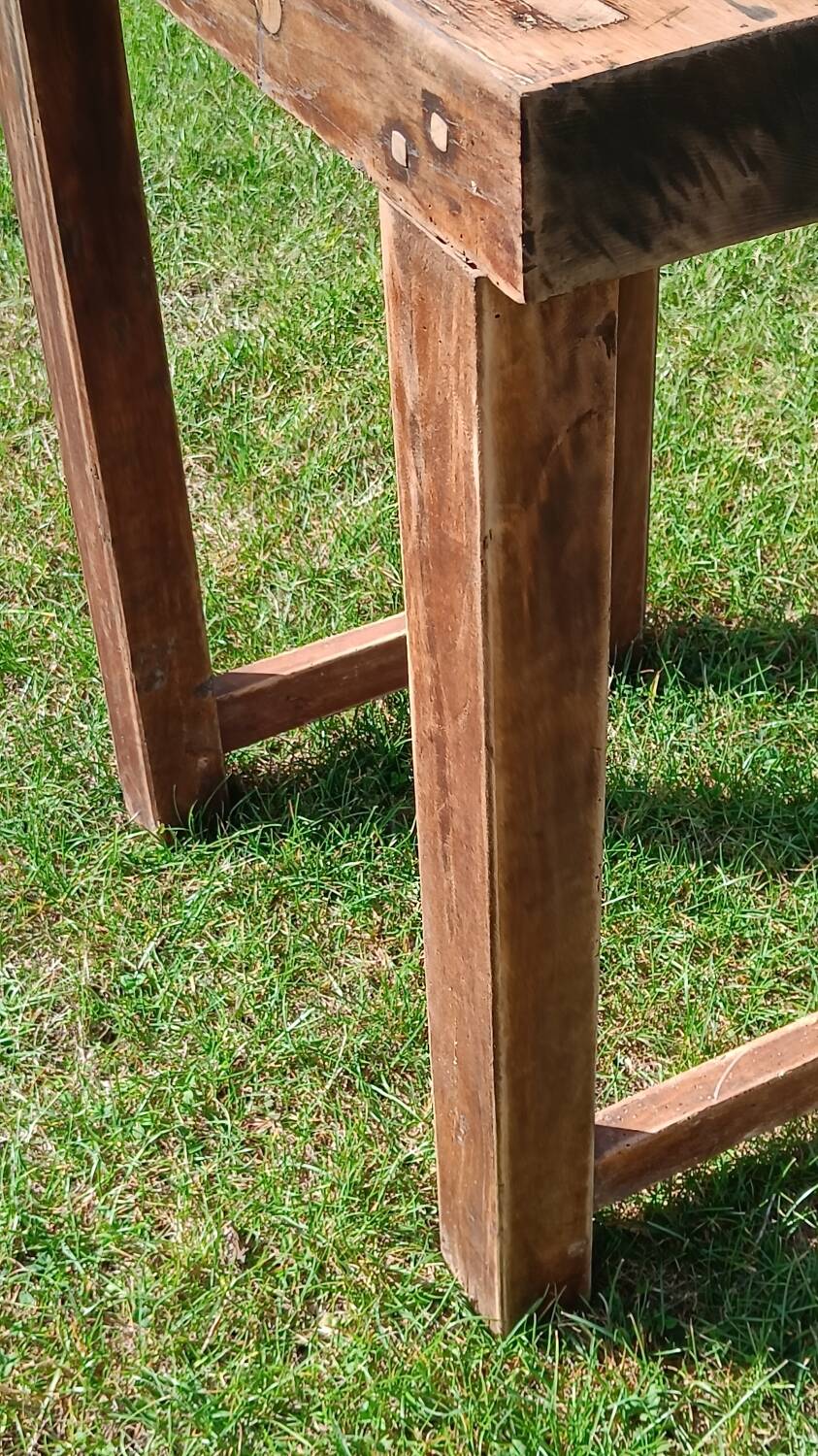 Small antique workbench in solid oak