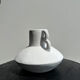 Artisanal terracotta vase painted white with double handles H:16 D:20