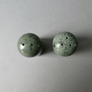 Green marble salt and pepper shakers, 1980s