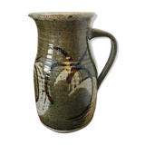 Large 80's varnished sandstone pitcher