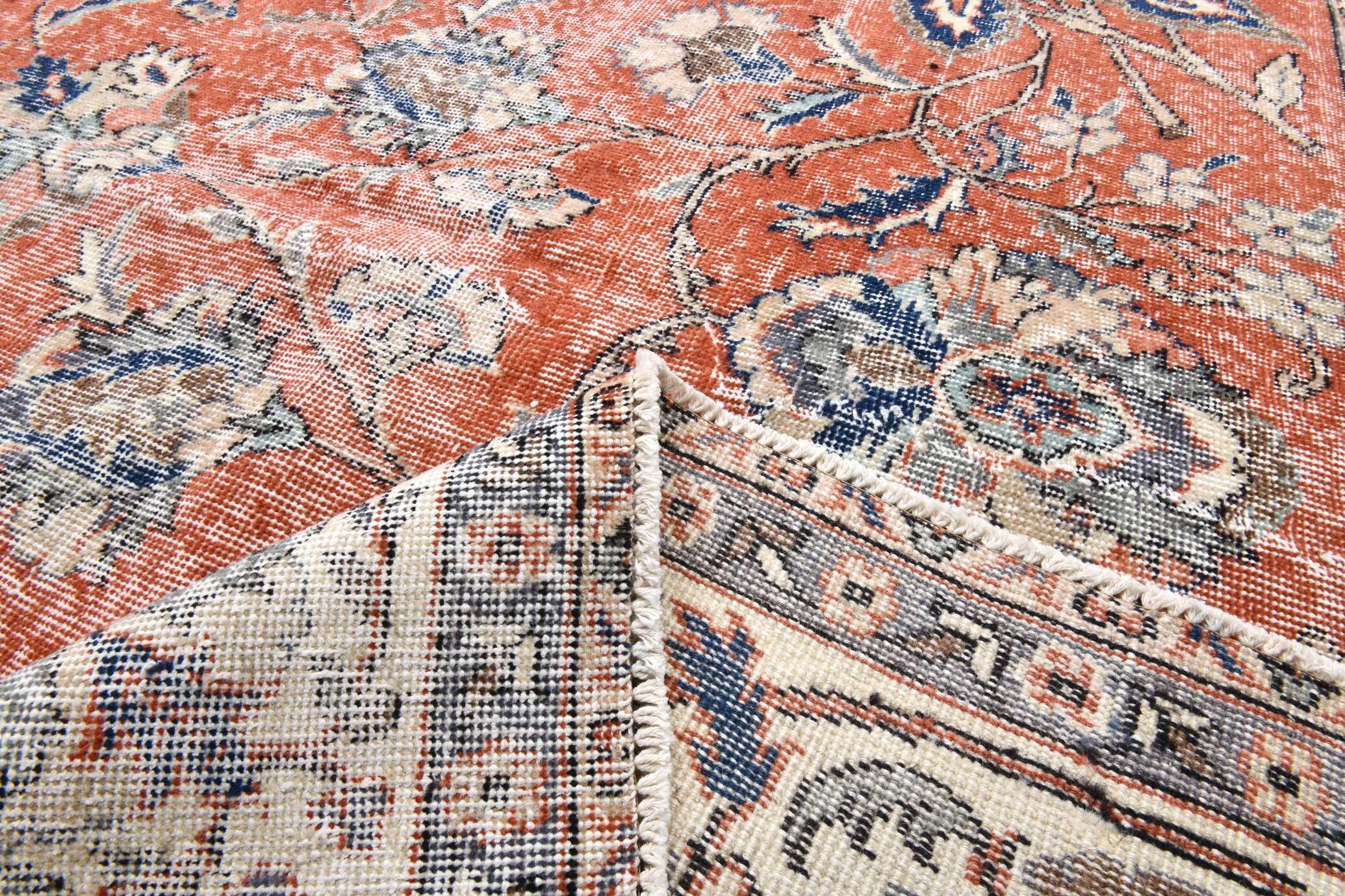 All-Over Floral Classic Red & Blue Turkish Rug, 260x366Cm