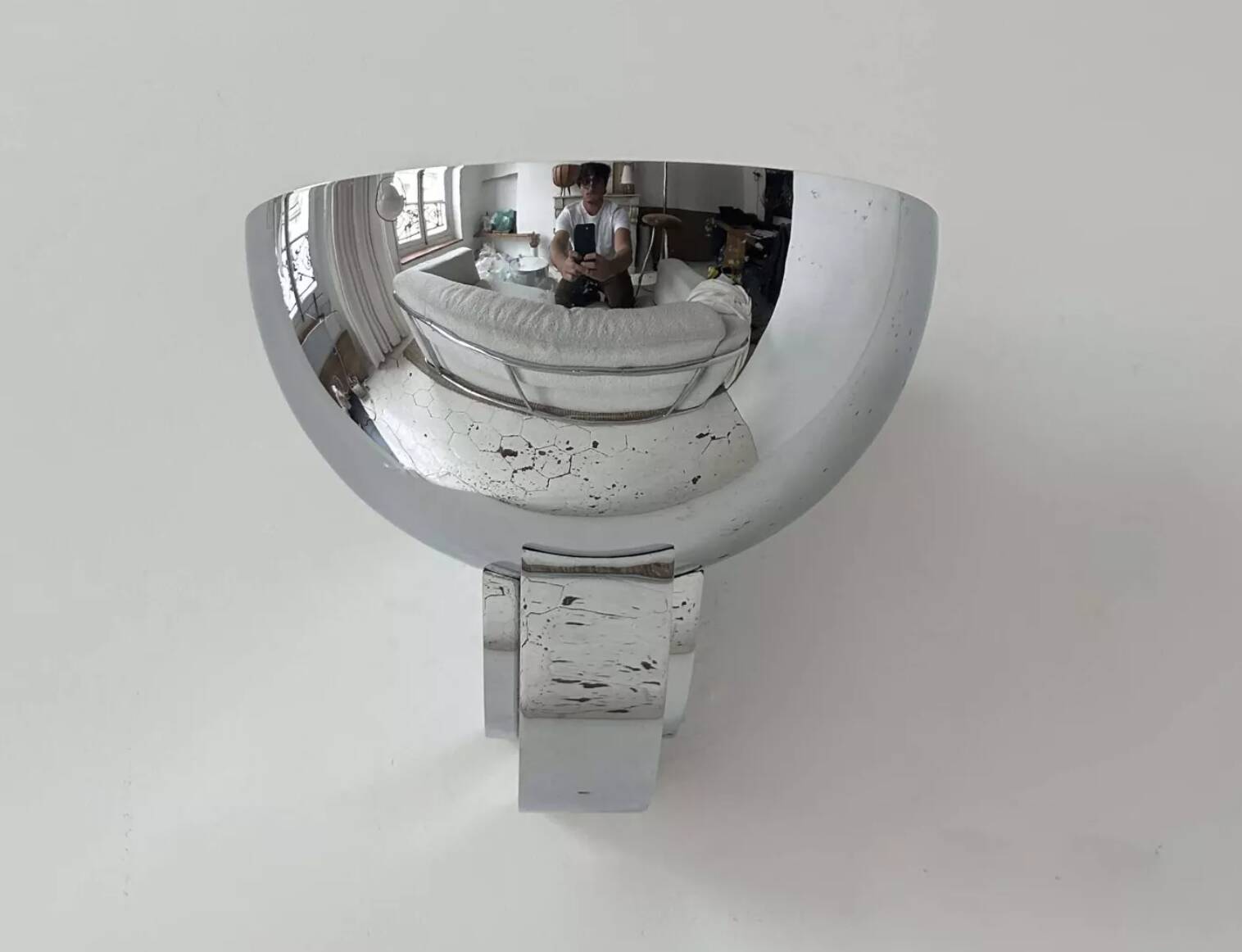 Vintage Perzel 347 bm wall lamp, chrome-plated bronze, France 1940