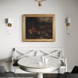 Peinture italienne antique d'une scène de chasse au cerf du XVIIIe siècle