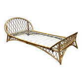 1960s rattan bed with metal base.