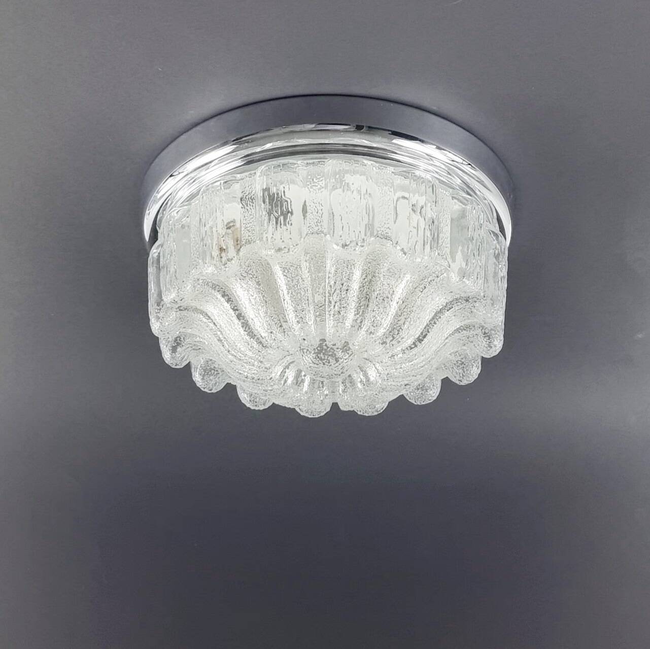 Large Mid-Century Flower Shaped Flush Mount or Ceiling Lamp from Limburg, Germany, 1970s