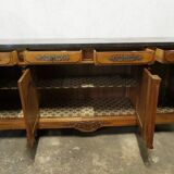 Louis XIV style sideboard in walnut and marble