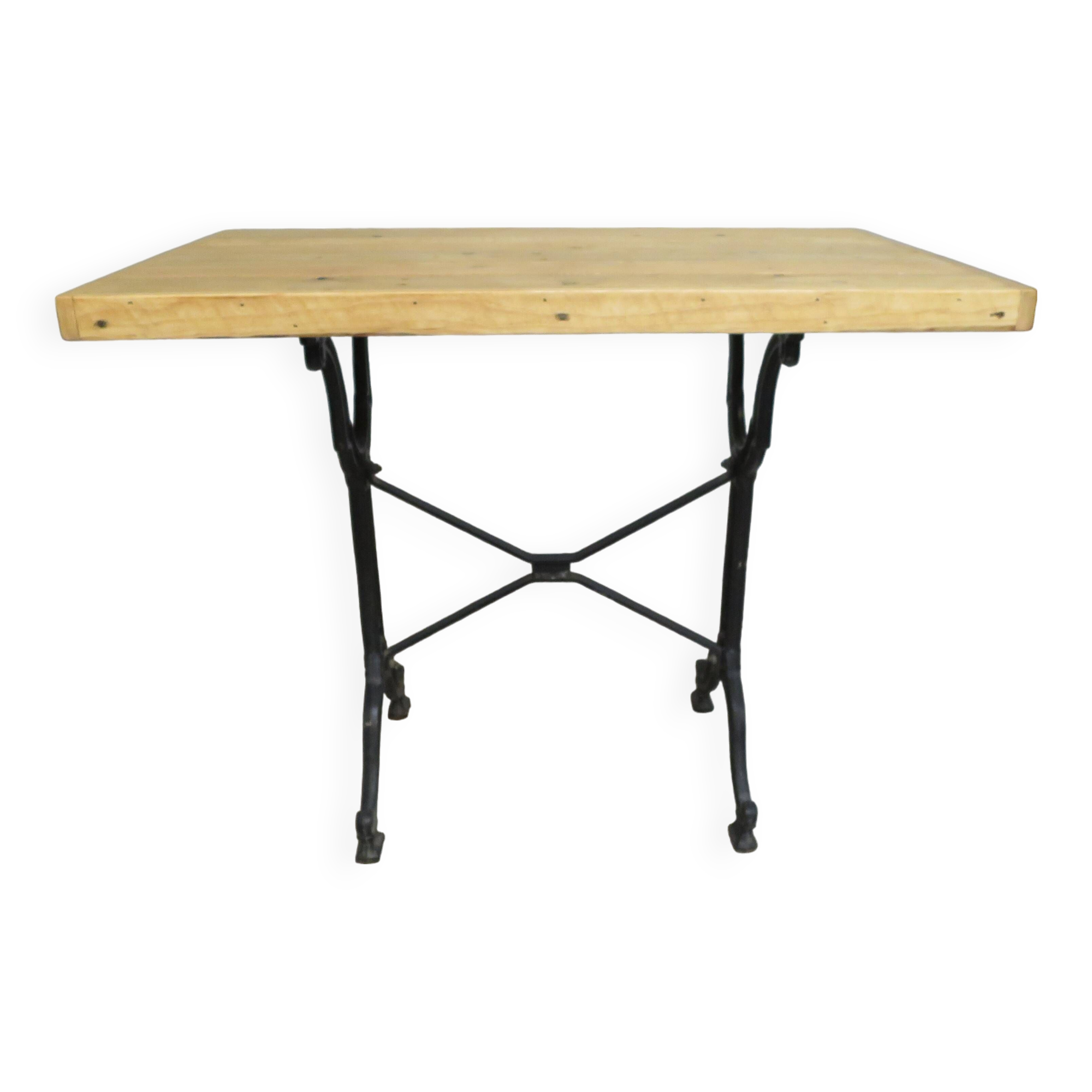 table bistrot piétement métal plateau rustique