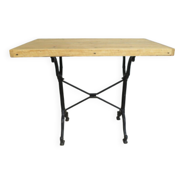 table bistrot piétement métal plateau rustique