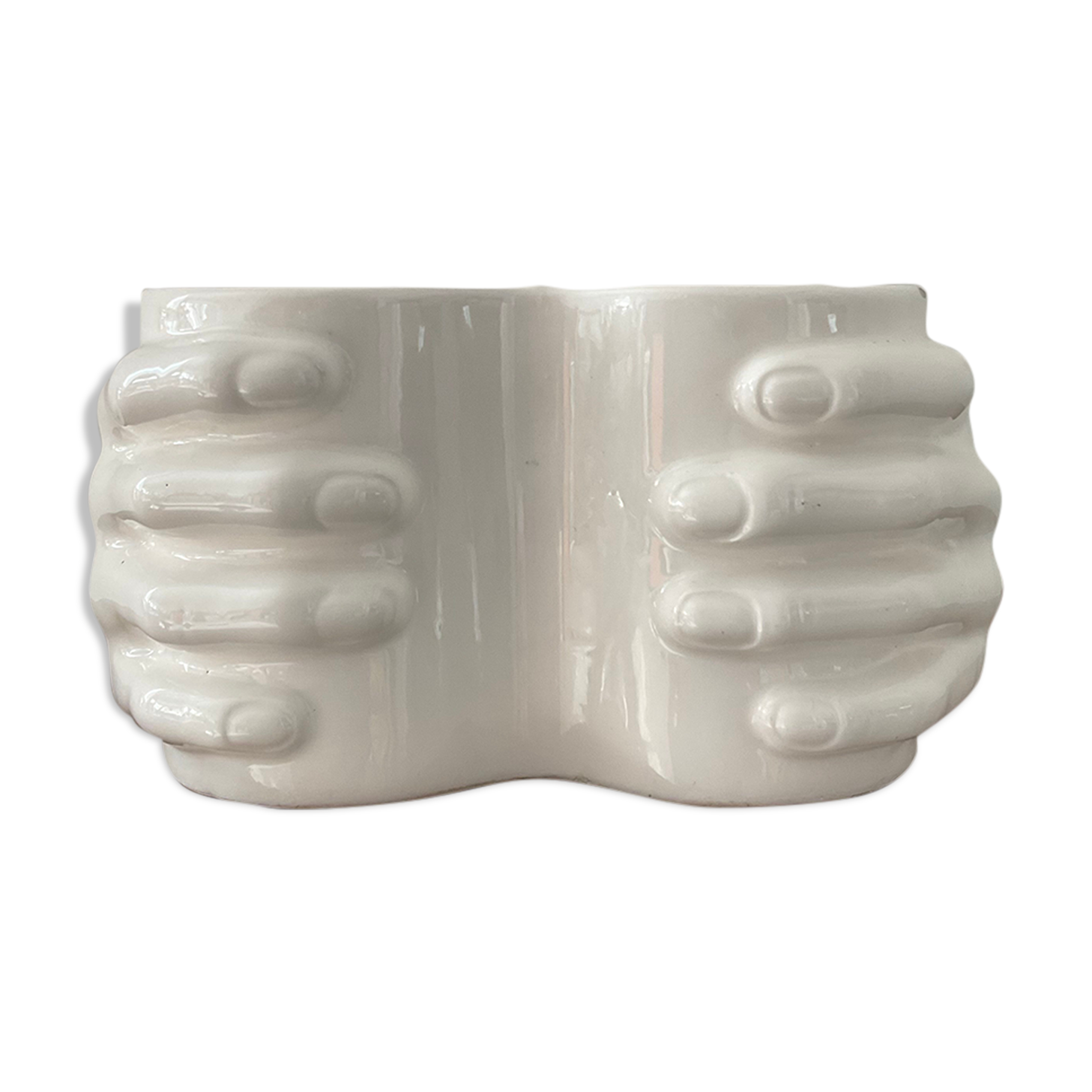 Vintage vase Enamelled ceramic hands 70s