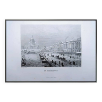 Saint Petersburg, old engraving, printed in 1841.