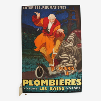 Affiche original chemin de Fer Plombières les Bains Vosges par Jean d'Ylen - On linen