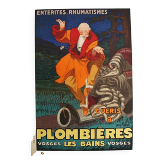 Original railway poster Plombières les Bains Vosges by Jean d'Ylen - On linen