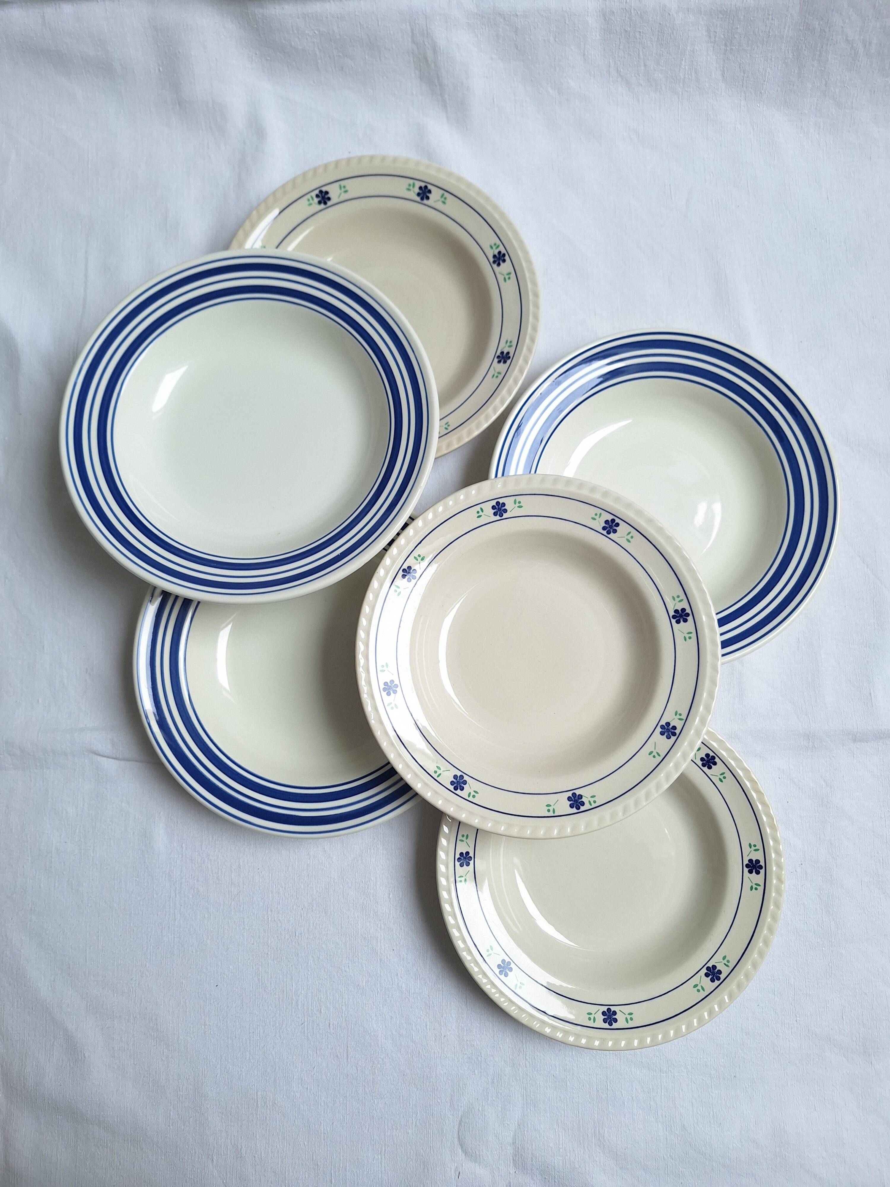 Vintage blue soup plates