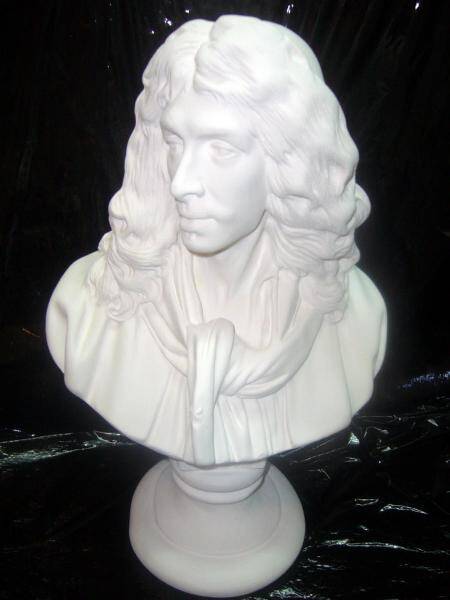 Molière by Houdon, H: 41cm.staff (reinforced plaster) new item Sculpture Statue Bust